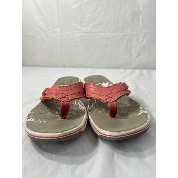 CLARKS Collection Cushion Soft Coral Sandal Flip Flops    Sz 10 - Picture 8 of 10